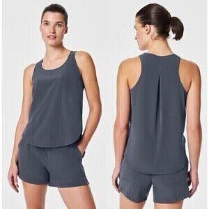 Spanx Sleeveless Blouse Womens Size XS Grey Out Of The Office Shell Tank Top NWT